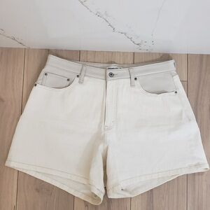 Abercrombie Fitch Curve Love Shorts Mens 33 Cream High Rise Denim